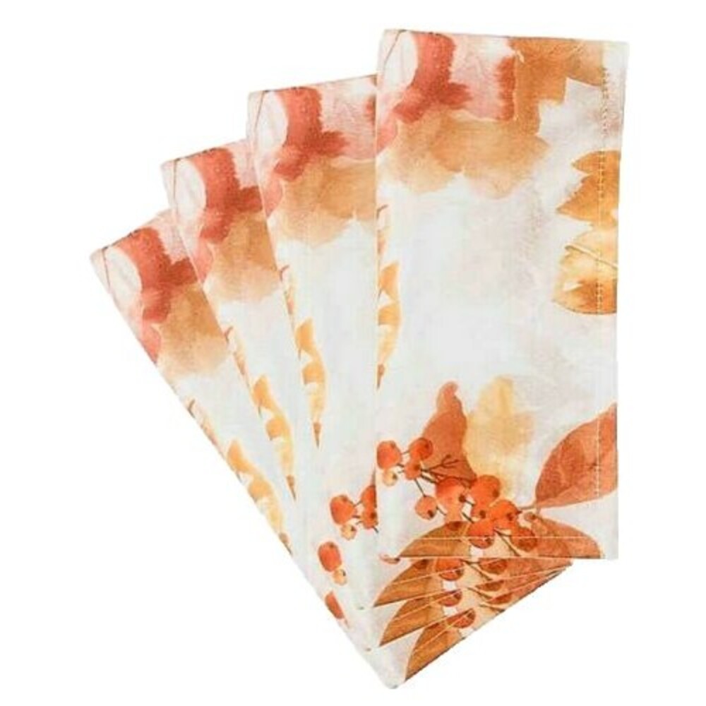 Thanksgiving Fabric Napkins Set of 4 Rustic Berries Harvest Autumn Fall Holiday